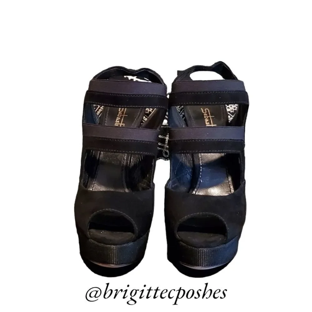 Sebastian Milano NWT Black Open Toe / Ankle Strap Heels Size 38